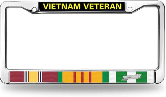 Vietnam Veteran License Plate Frame Custom Vietnam Vet Flag Rust-Proof License Plate Frame Vietnam Vet US Army