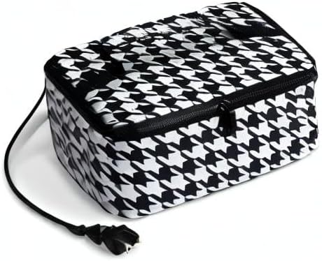HOTLOGIC Mini Heated Lunch Box- Portable Electric Food Warmer for Men and Women - Great for Work, Office, and Construction - Cook, Reheat, and Eat on the Go - 120V - Houndstooth
