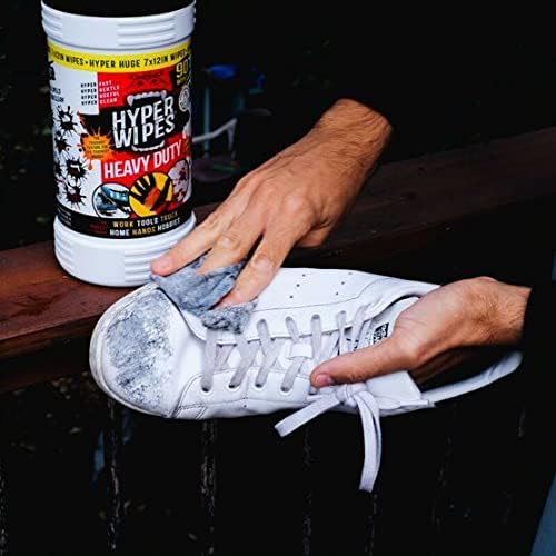 Hyper Wipes, 12 Pack Heavy Duty Hand & Tool Cleaning Wipes, 7"x12" Size Multi-Surface Cleaning Wipes, Degreasing, All Purpose Cleaner, Bathroom, Mechanic, Work Surface Wipes, 420 Count Canister