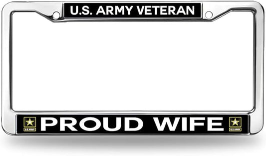 Proud Veteran Army Wife License Plate Frame for Car Lovers Retired Army Pride License Plate Frame American Flag