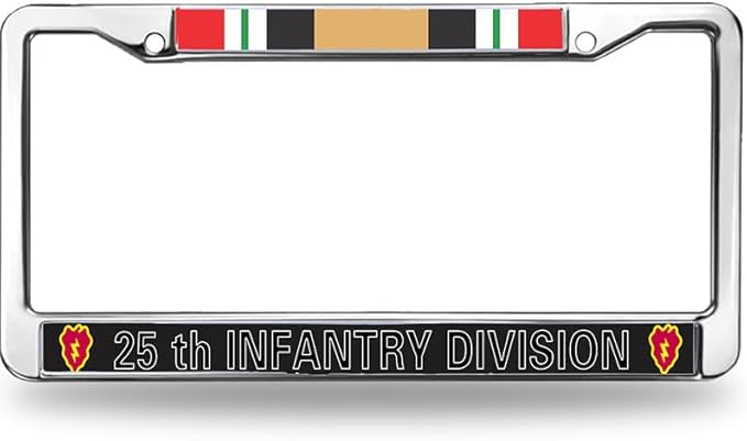 Vietnam Vet Pride License Plate Frame Chrome Army 25th Infantry Division Weather-Proof License Plate Frame Veteran US Army License Plate Frame for Veterans
