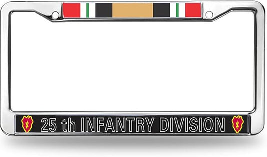 Vietnam Vet Pride License Plate Frame Chrome Army 25th Infantry Division Weather-Proof License Plate Frame Veteran US Army License Plate Frame for Veterans