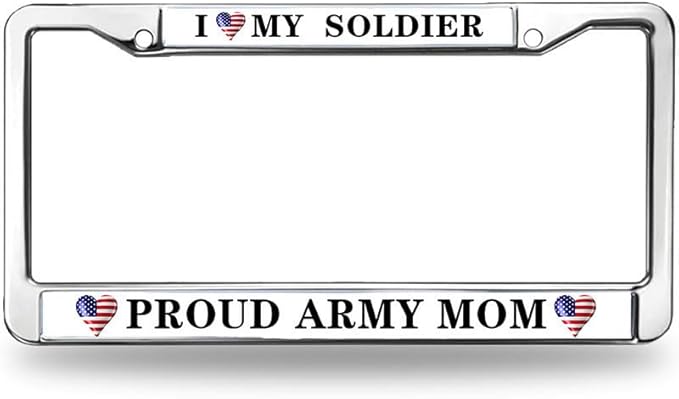 Proud Army Mom License Plate Frame Custom US Army USA Flag Scratch-Resistant License Plate Frame US Army Veteran License Plate Frame for Veterans