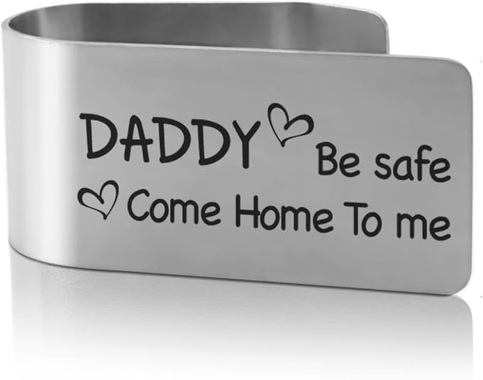 XQLZY Daddy Be Safe Come Home to Me Engraved Stainless Steel Car Visor Clip, Travels Visor Car Accessories, Funny Drive Safes Gifts for Couple Husband Dad Son Friend Driver, New Driver Gifts