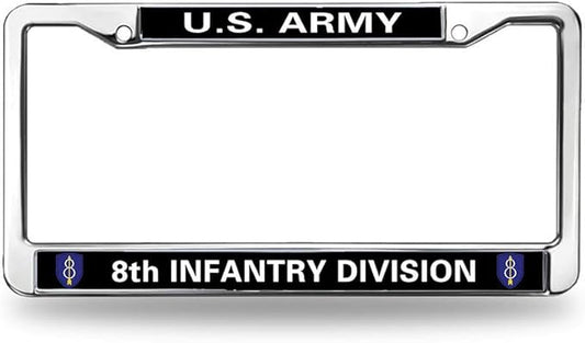 Infantry Division Flag License Plate Frame Chrome Army 8th Infantry Vet Durable License Plate Frame Proud US Veteran