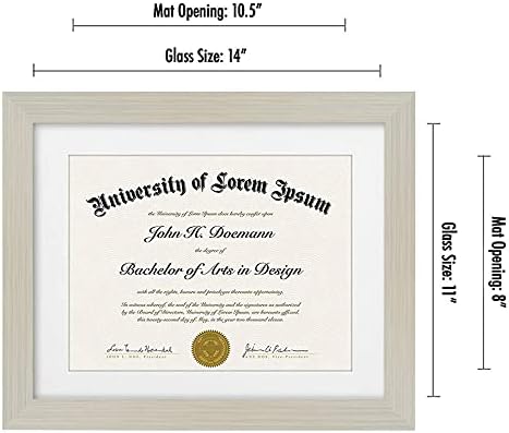 Americanflat 11x14 Diploma Frame with Shatter-Resistant Glass - Use as 8.5x11 Frame with Mat or Display 11x14 Documents Without Mat - Legacy Collection - Certificate Frames for Wall - Light Wood