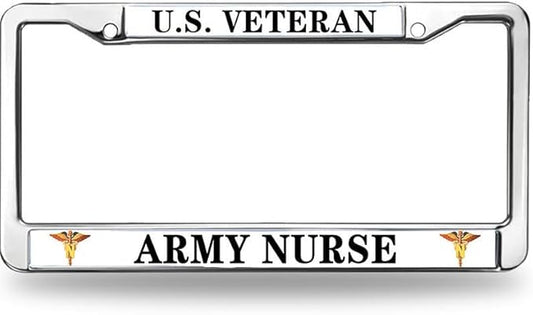 Army Nurse US Veteran License Plate Frame Slim US Army Nurse Heroism Easy Installation License Plate Frame US Army Heroism