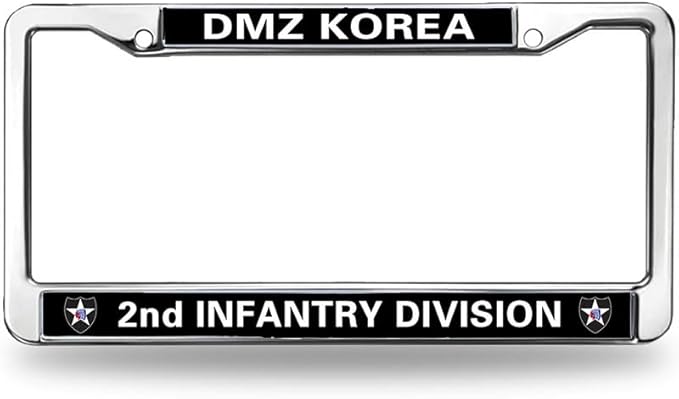2nd Infantry Division Flag License Plate Frame Metal US Army 2nd Infantry Easy Installation License Plate Frame