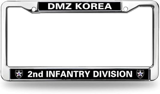 2nd Infantry Division Flag License Plate Frame Metal US Army 2nd Infantry Easy Installation License Plate Frame