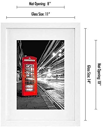 Americanflat 11x14 Picture Frame in White Set of 2 - Displays 8x10 With Mat and 11x14 Without Mat - Composite Wood with Shatter Resistant Glass - Horizontal and Vertical Formats for Wall