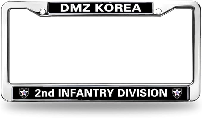 2nd Infantry Division Flag License Plate Frame Metal US Army 2nd Infantry Easy Installation License Plate Frame US Army Support License Plate Frame for Patriotic People