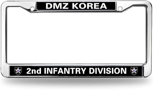 2nd Infantry Division Flag License Plate Frame Metal US Army 2nd Infantry Easy Installation License Plate Frame US Army Support License Plate Frame for Patriotic People