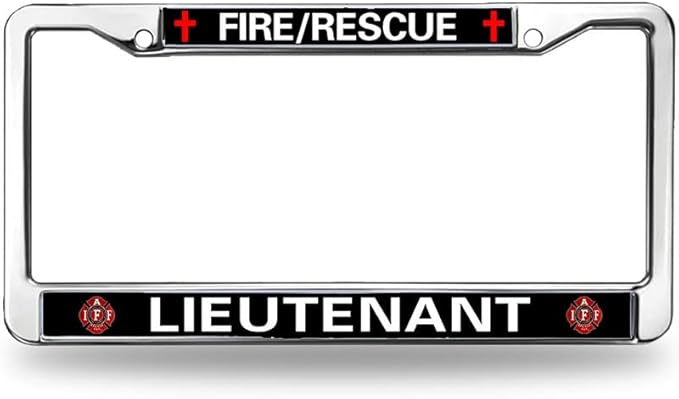 Firefighter Pride License Plate Frame Chrome Fire Rescue Power Anti-Theft License Plate Frame