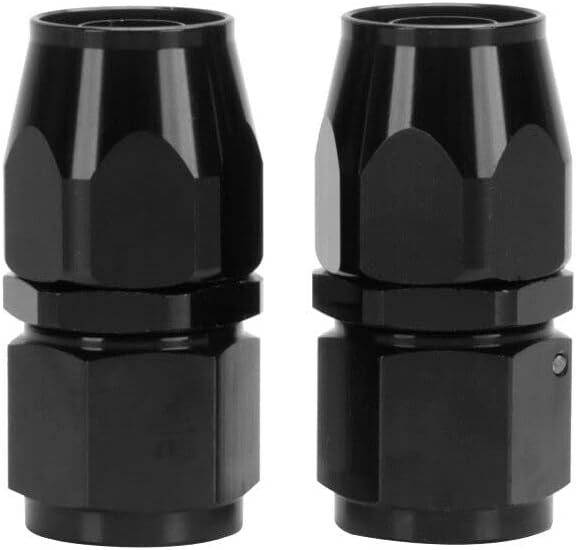 LokoCar 8AN Hose End Fitting 0 Degree Straight Swivel For CPE Braided Hose Black 2Pcs
