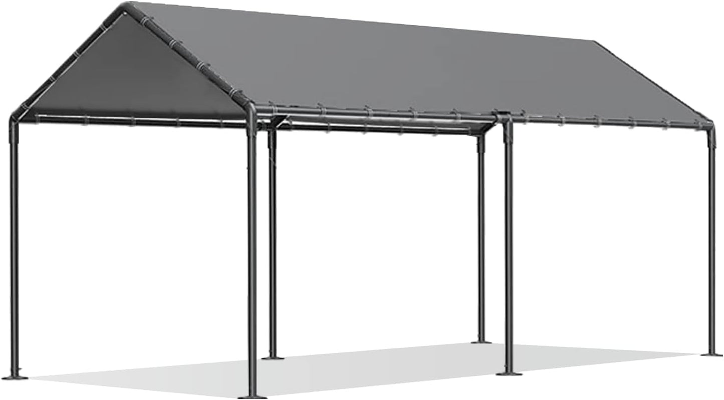 Grezone 10 x 20ft Heavy Duty Carport,Portable Car Tent Garage,All Season UV Resistant Car Canopy for Auto,Truck,Boat,Car (gray)