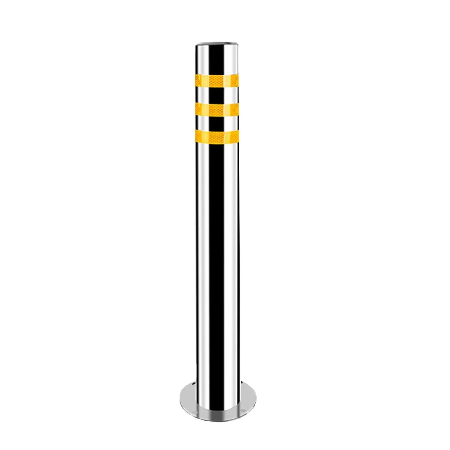 Stainless Steel Parking Bollards for Driveway, Industrial Safety Bollards Reflective Channelizer Post, Parking Barrier, Sturdy and Durable, Easy to Install, for Crowd Control(Silver (1pcs),8.9*60cm/3.