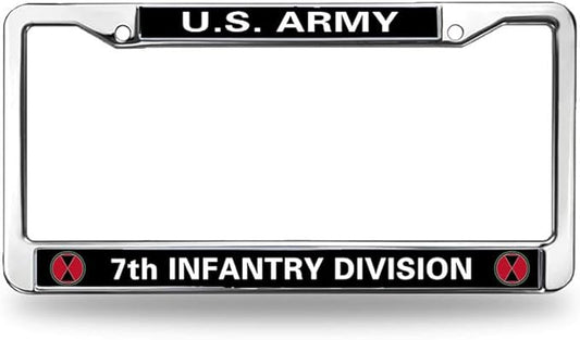 US Army 7th Infantry Div License Plate Frame Slim 7th Infantry Division Rattle Proof License Plate Frame