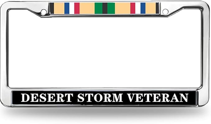Desert Storm Veteran License Plate Frame Custom US Veteran Support Weather Proof License Plate Frame