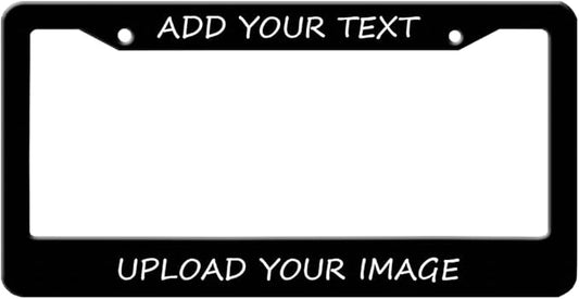 Custom License Plate Frame, Personalized Your Own Text Customize Funny Metal Car Accessories License Plate Holder 4 Holes