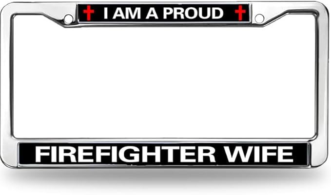 Proud Firefighter Wife License Plate Frame Military Proud Firefighter Rattle-Proof License Plate Frame Fire Rescue Support License Plate Frame for Firefighter