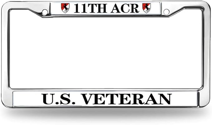 11th ACR US Veteran License Plate Frame Metal Armored Cavalry Army Fade Resistant License Plate Frame