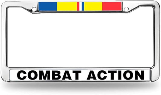 Combat Action Ribbon License Plate Frame Patriotic US Army Blessing Easy Installation License Plate Frame