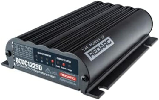 REDARC 25A in-Vehicle DC to DC Charger with MPPT — Dual Input for Solar & Alternator Charging, Green Power Priority - 12 or 24V Battery Charger Suitable with AGM, Gel, Lithium LiFePO4 Batteries