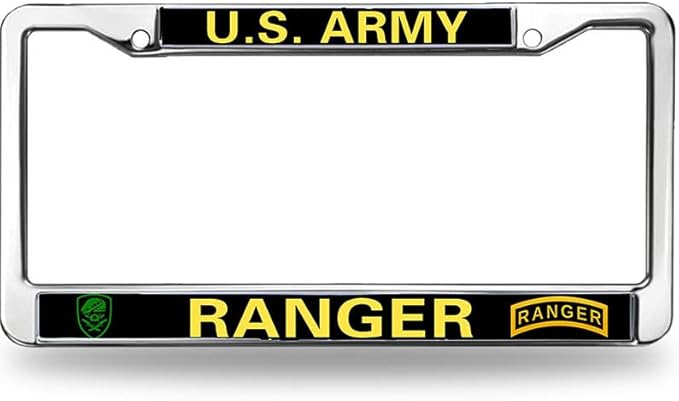 Ranger US Veteran License Plate Frame Metal Proud US Army Veteran Durable License Plate Frame Army Ranger Gifts License Plate Frame for Patriotic People