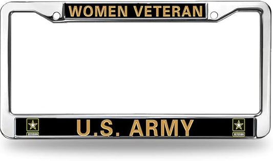 Women Veteran US Army License Plate Frame Military Women Veteran Pride Weather-Proof License Plate Frame US Army Superhero License Plate Frame for Veterans