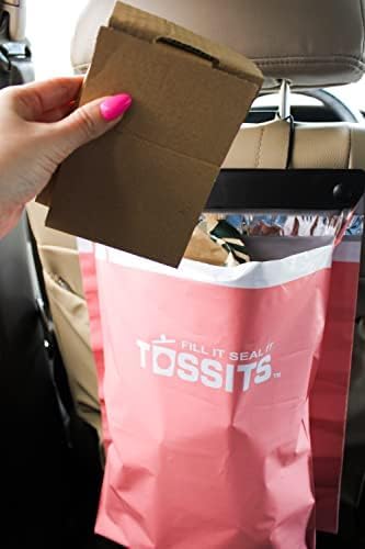 Tossits Recycled Disposable Car Trash Bags ??Leakproof, Smell Proof Hanging Garbage Bags for Car, Truck, SUV, RV & Vehicle ??Pink, 21 Count Disposable Automotive Trash Bags