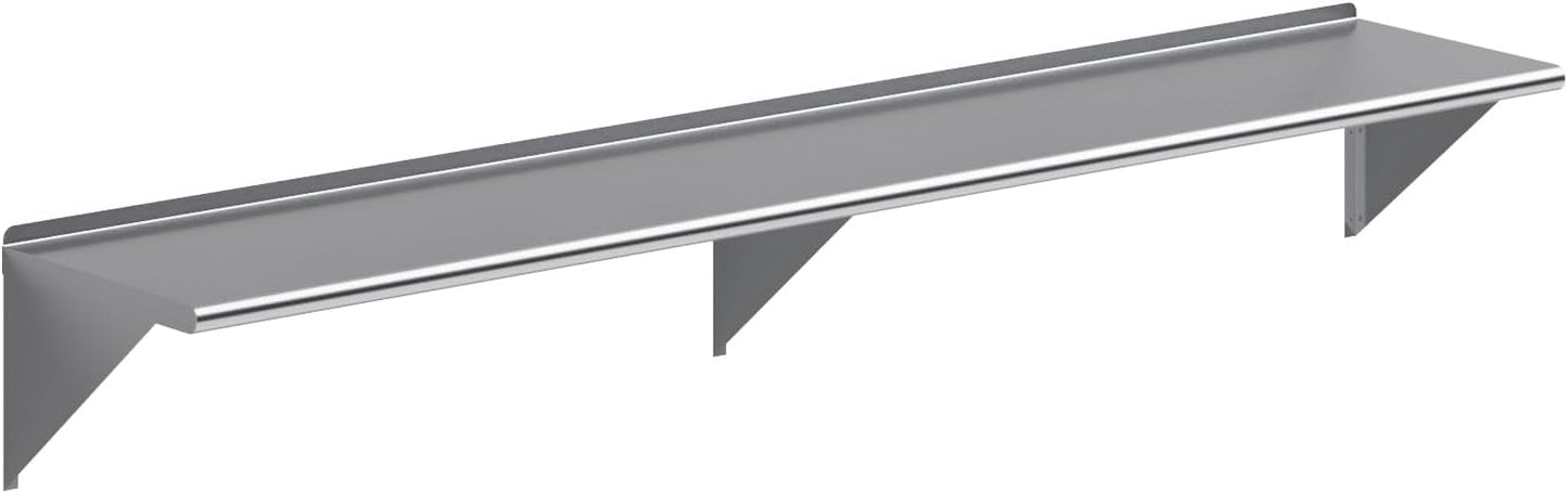 AmGood 96" Long X 18" Deep Stainless Steel Wall Shelf | NSF Certified | Appliance & Equipment Metal Shelving | Kitchen, Restaurant, Garage, Laundry, Utility Room