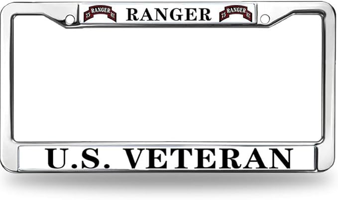 US Army Ranger License Plate Frame Chrome US Army Veteran Rattle-Proof License Plate Frame Army Ranger Pride License Plate Frame for Independence Day