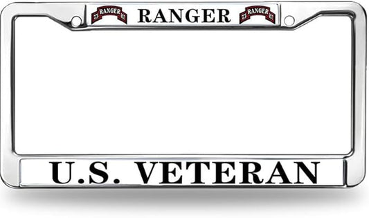 US Army Ranger License Plate Frame Chrome US Army Veteran Rattle-Proof License Plate Frame Army Ranger Pride License Plate Frame for Independence Day