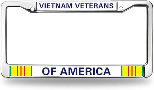 Vietnam Veterans of America License Plate Frame Chrome 2 Holes US Army Vietnam Veteran Car License Plate Frame