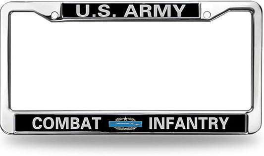 US Army Combat Infantry License Plate Frame Patriotic Infantry Superhero Stylish License Plate Frame US Army Blessing License Plate Frame for Family Members
