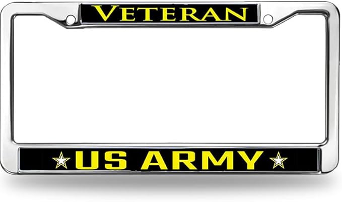 US Army Veteran License Plate Frame Custom Proud US Veteran Slim Design License Plate Frame US Veteran Support License Plate Frame for Patriotic Man Woman