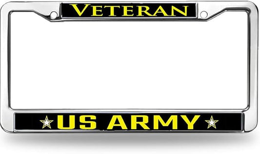 US Army Veteran License Plate Frame Custom Proud US Veteran Slim Design License Plate Frame US Veteran Support License Plate Frame for Patriotic Man Woman
