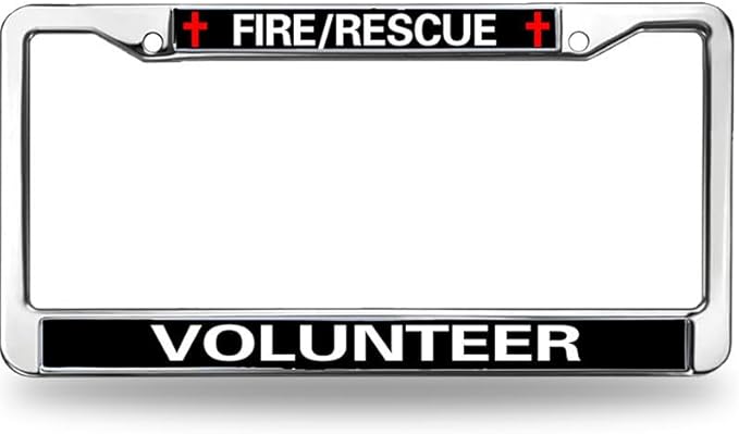 Fire Rescue Volunteer License Plate Frame Metal Firefighter Support Rattle-Proof License Plate Frame Fire Rescue Power License Plate Frame for Firefighter