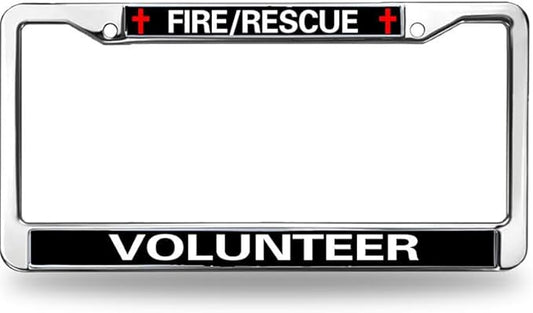 Fire Rescue Volunteer License Plate Frame Metal Firefighter Support Rattle-Proof License Plate Frame Fire Rescue Power License Plate Frame for Firefighter