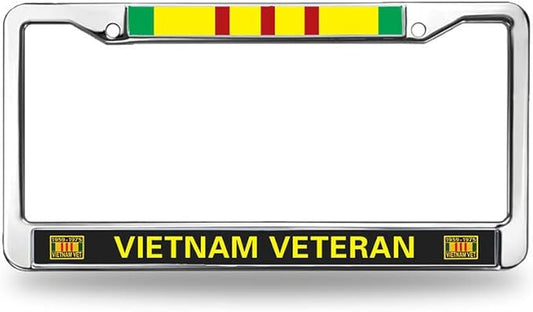US Army Vietnam Veteran 2 Holes Black License Plate Frame,US Army Vietnam Veteran Auto Car License Plate Frame Tag for US Canada Vehicles