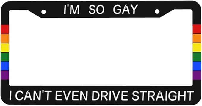 Rainbow Gay License Plate Frame Personalized LGBT Pride License Plate Cover Aluminum Metal Novelty Decorative for Front Rear Car Tag Holder 2 Hole with Screws Fits for Men Women 1 Pcs