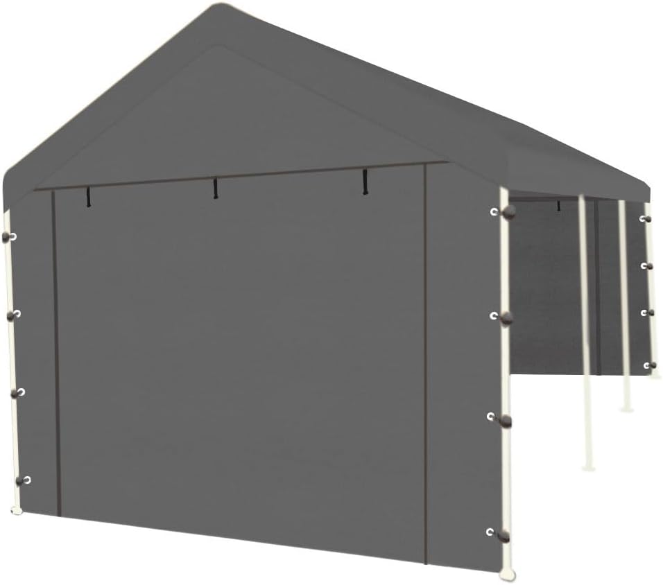 Sidewall Panel with Elastic Ball Bungees, for 10x20 FT or 12x20 FT Garage Party Tent Shelter - Gray, One Sidewall Panel Only