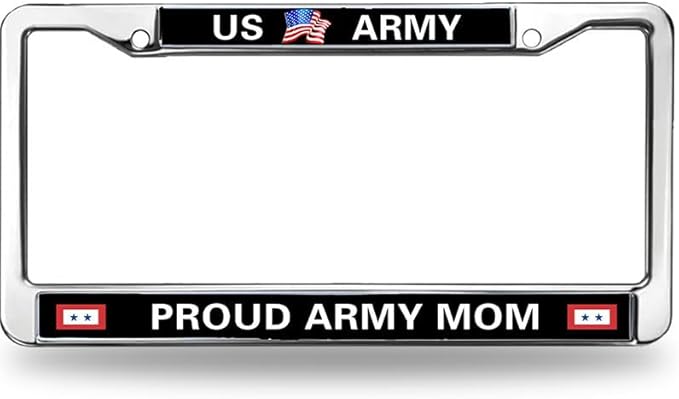 US Army Mom License Plate Frame Chrome Proud Army Mom Slim Design License Plate Frame US Army Pride License Plate Frame for Patriotic Man Woman