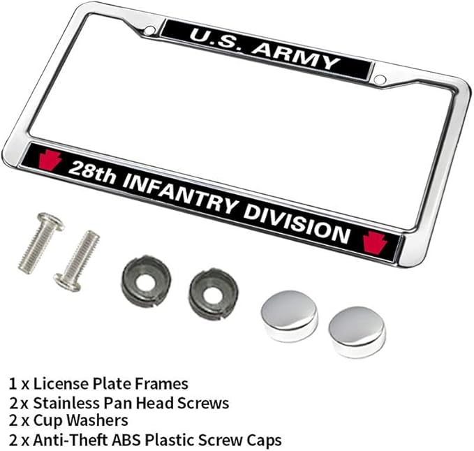 28th Infantry Division License Plate Frame Custom Army Infantry Pride Stylish License Plate Frame Proud
