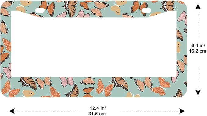 2Pcs Butterfly License Plate Frames Cover Holders Stainless Steel Butterfly License Plate Cover with Screw Caps Cover and Screwdriver Set - 2-Hole for Girl Women (Butterfly)