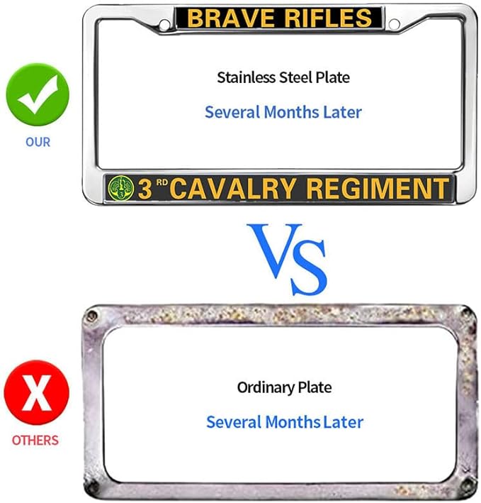 3rd Cavalry Regiment License Plate Frame Patriotic US Army Blessing Anti-Theft License Plate Frame Army Cavalry Blessing