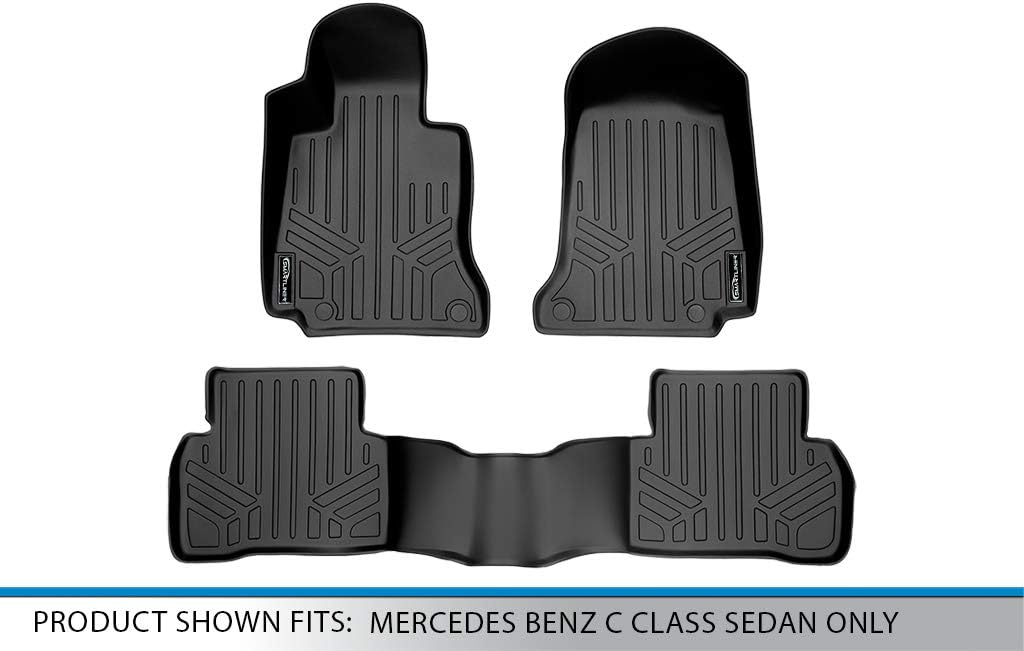 SMARTLINER Custom Fit Floor Mats 2 Row Liner Set for 2017-2023 Mercedes-Benz AMG C 43
