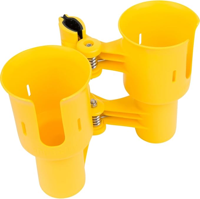 ROBOCUP, Patented Boat Cup Holder, Clamp on Portable Storage Caddy Securely Holds 2 Drinks, Fishing Poles, Tools, Marine Gear | Perfect for Boating, Beach Umbrellas, Golf Carts