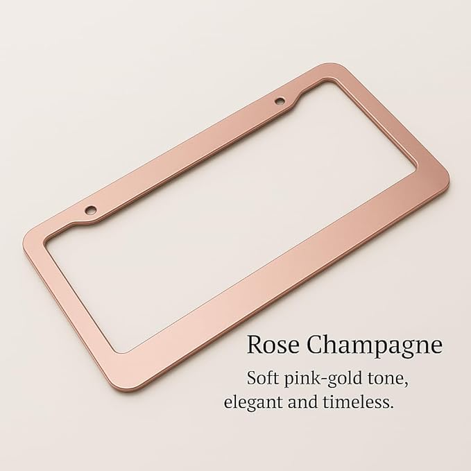 Custom License Plate Frames - Create Your own Personalized License Plate Frame with Text or Graphics, Stylish and Durable Aluminum Frame, fits Standard US 12" x 6" License Plates (Rose Champagne, 1)