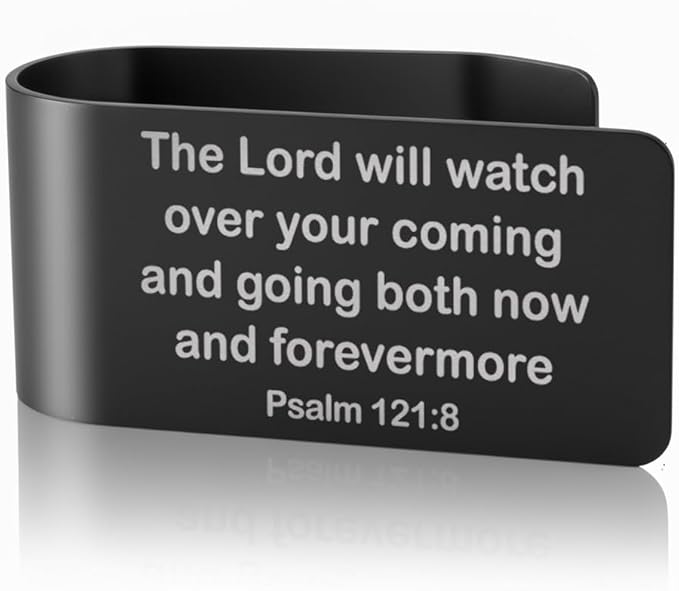 The Lord Will Watch Over Your Coming and Black Visor Clip for Cars, Bible Verse Engraved Car Visor Clip, Christian Gifts for Drivers Family Friends, New Driver Gifts, Funny Car Accessories